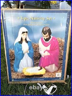 Vintage Empire Blow Mold Christmas Lighted Nativity Set Joseph Mary Jesus