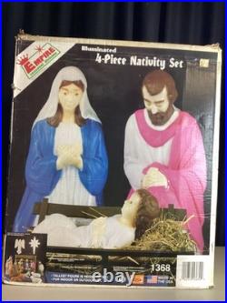 Vintage Empire Blow Mold Christmas Lighted Set 27 Joseph Mary Jesus With Box