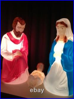Vintage Empire Blow Mold Christmas Lighted Set 27 Joseph Mary Jesus With Box