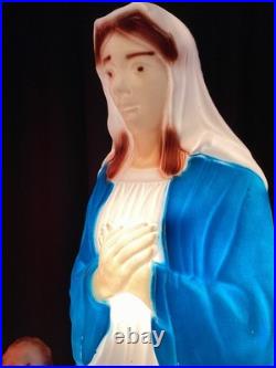 Vintage Empire Blow Mold Christmas Lighted Set 27 Joseph Mary Jesus With Box