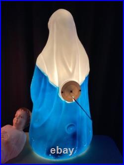 Vintage Empire Blow Mold Christmas Lighted Set 27 Joseph Mary Jesus With Box