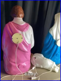 Vintage Empire Blow Mold Christmas Lighted Set 27 Joseph Mary Jesus With Box