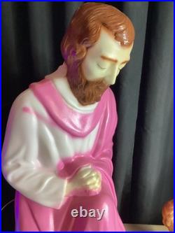 Vintage Empire Blow Mold Christmas Lighted Set 27 Joseph Mary Jesus With Box