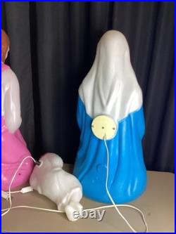 Vintage Empire Blow Mold Christmas Lighted Set 27 Joseph Mary Jesus With Box