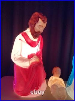 Vintage Empire Blow Mold Christmas Lighted Set 27 Joseph Mary Jesus With Box