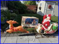 Vintage Empire Blow Mold Christmas Santa, Reindeer, Sleigh in Original box