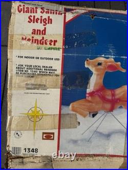 Vintage Empire Blow Mold Christmas Santa, Reindeer, Sleigh in Original box