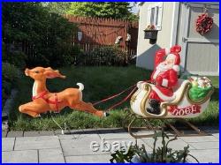 Vintage Empire Blow Mold Christmas Santa, Reindeer, Sleigh in Original box