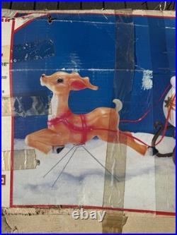 Vintage Empire Blow Mold Christmas Santa, Reindeer, Sleigh in Original box