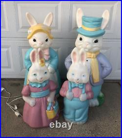 Vintage Empire Blow Mold Mr And Mrs Easter Bunny And General Foam Boy Girl
