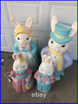 Vintage Empire Blow Mold Mr And Mrs Easter Bunny And General Foam Boy Girl