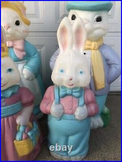 Vintage Empire Blow Mold Mr And Mrs Easter Bunny And General Foam Boy Girl