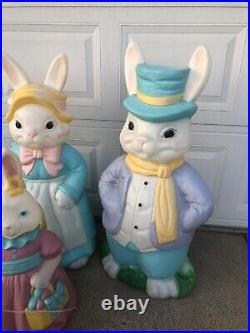 Vintage Empire Blow Mold Mr And Mrs Easter Bunny And General Foam Boy Girl