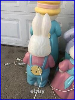 Vintage Empire Blow Mold Mr And Mrs Easter Bunny And General Foam Boy Girl