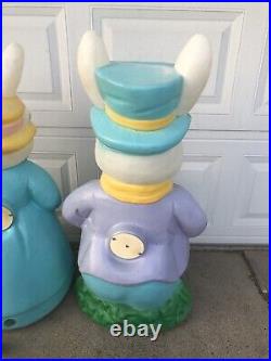 Vintage Empire Blow Mold Mr And Mrs Easter Bunny And General Foam Boy Girl