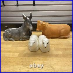 Vintage Empire Blow Mold Nativity Animals Cow Sheep Donkey USA READ