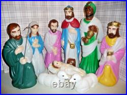Vintage Empire Blow Mold Nativity Set 10pc Tallest is 23 Jesus Mary Joseph Wise