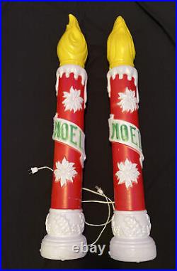 Vintage Empire Blow Mold Noel Candle Sticks Christmas 40 SET of 2 1973 WORKS
