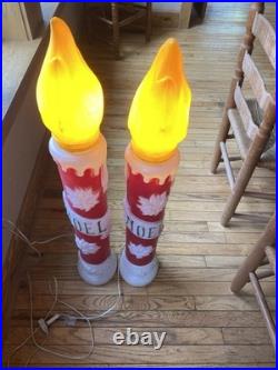 Vintage Empire Blow Mold Noel Christmas Candle Pair 39 Tall 1973 Lighted