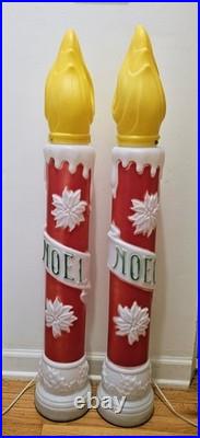 Vintage Empire Blow Mold Noel Christmas Candle Pair 39 Tall 1973 Lighted