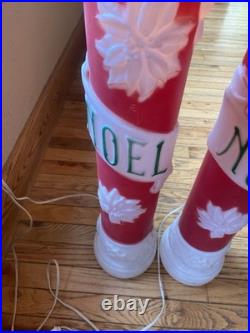 Vintage Empire Blow Mold Noel Christmas Candle Pair 39 Tall 1973 Lighted