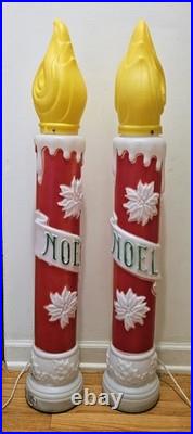 Vintage Empire Blow Mold Noel Christmas Candle Pair 39 Tall 1973 Lighted