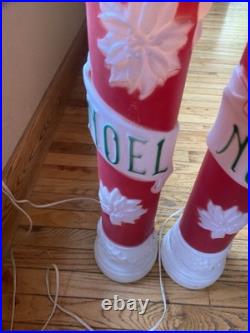 Vintage Empire Blow Mold Noel Christmas Candle Pair 39 Tall 1973 Lighted
