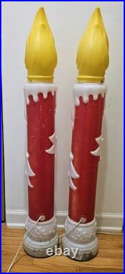 Vintage Empire Blow Mold Noel Christmas Candle Pair 39 Tall 1973 Lighted