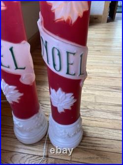 Vintage Empire Blow Mold Noel Christmas Candle Pair 39 Tall 1973 Lighted