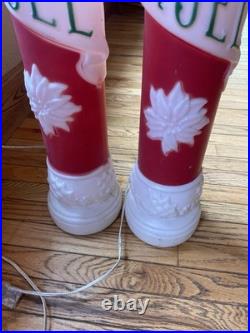 Vintage Empire Blow Mold Noel Christmas Candle Pair 39 Tall 1973 Lighted
