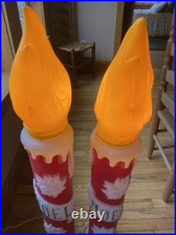 Vintage Empire Blow Mold Noel Christmas Candle Pair 39 Tall 1973 Lighted