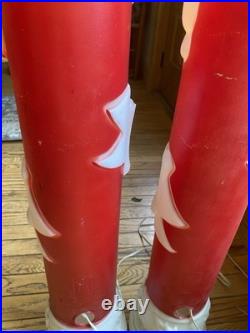 Vintage Empire Blow Mold Noel Christmas Candle Pair 39 Tall 1973 Lighted