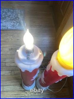Vintage Empire Blow Mold Noel Christmas Candle Pair 39 Tall 1973 Lighted