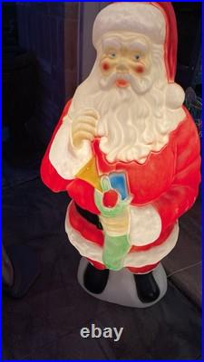Vintage Empire Blow Mold Santa Claus With Stocking Christmas Decor Lights Up 42