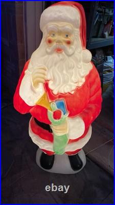 Vintage Empire Blow Mold Santa Claus With Stocking Christmas Decor Lights Up 42