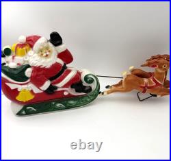 Vintage Empire Blow Mold Santa Sleigh Reindeer Christmas Decor Light Up Tabletop