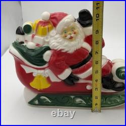 Vintage Empire Blow Mold Santa Sleigh Reindeer Christmas Decor Light Up Tabletop