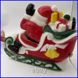 Vintage Empire Blow Mold Santa Sleigh Reindeer Christmas Decor Light Up Tabletop