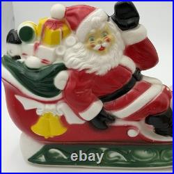 Vintage Empire Blow Mold Santa Sleigh Reindeer Christmas Decor Light Up Tabletop