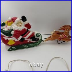 Vintage Empire Blow Mold Santa Sleigh Reindeer Christmas Decor Light Up Tabletop