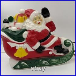 Vintage Empire Blow Mold Santa Sleigh Reindeer Christmas Decor Light Up Tabletop