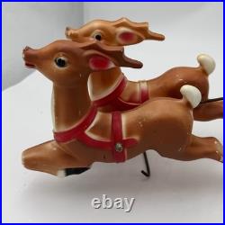 Vintage Empire Blow Mold Santa Sleigh Reindeer Christmas Decor Light Up Tabletop