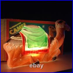 Vintage Empire Camel Blow Mold Lighted Nativity With Box Great Condition USA