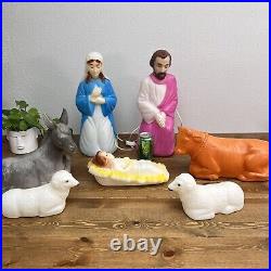 Vintage Empire Christmas Blow Molds Lights Nativity Set 7 Pc 18 Rare Small Size