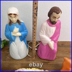 Vintage Empire Christmas Blow Molds Lights Nativity Set 7 Pc 18 Rare Small Size