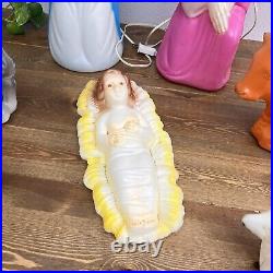 Vintage Empire Christmas Blow Molds Lights Nativity Set 7 Pc 18 Rare Small Size