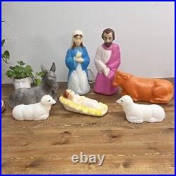 Vintage Empire Christmas Blow Molds Lights Nativity Set 7 Pc 18 Rare Small Size