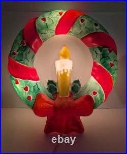 Vintage Empire Christmas Lighted Wreath Candle Plastic Blow Mold Hanging Tested