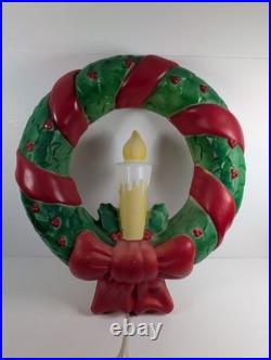 Vintage Empire Christmas Lighted Wreath Candle Plastic Blow Mold Hanging Tested