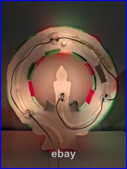 Vintage Empire Christmas Lighted Wreath Candle Plastic Blow Mold Hanging Tested